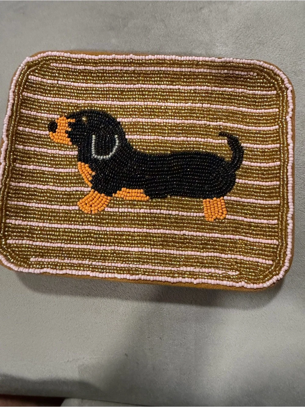 Anthropologie Beaded Dachshund Tray